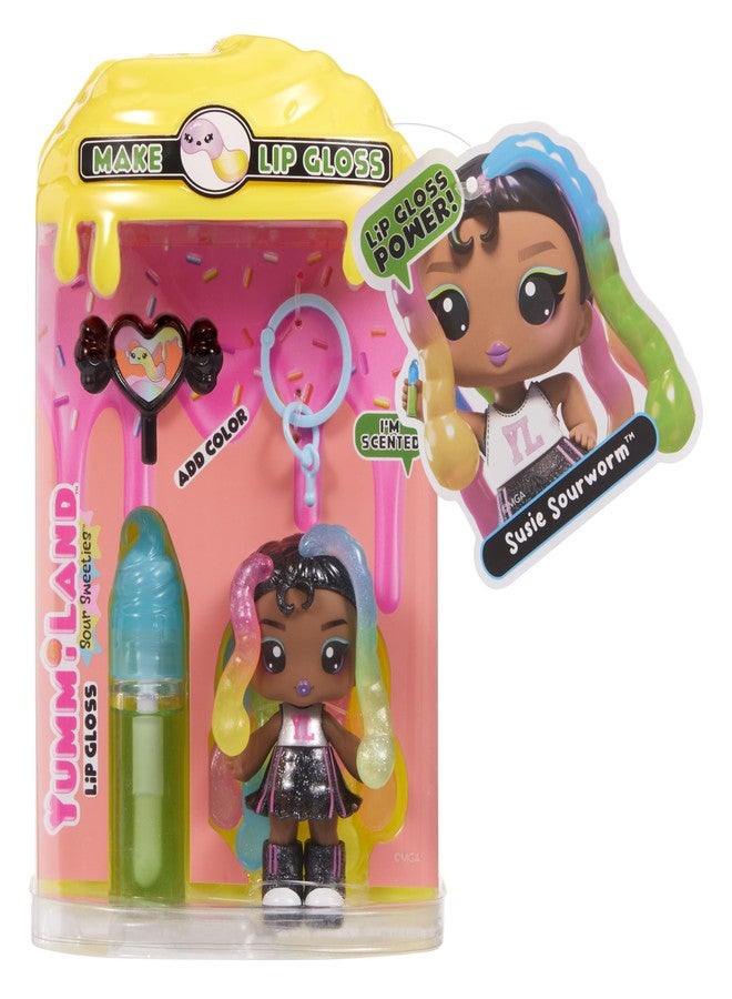 Yummiland Lip Gloss Doll: Sour Sweeties - Sasha Sourworms Includes DIY Lip Gloss + Removable Keychain, Cosmetic Play, Collectible, Ages 4+ - Image 5
